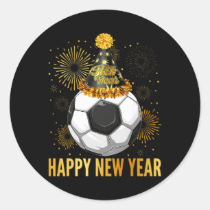 Happy New Year 2026 Soccer Party Hat New Years Eve Classic Round Sticker
