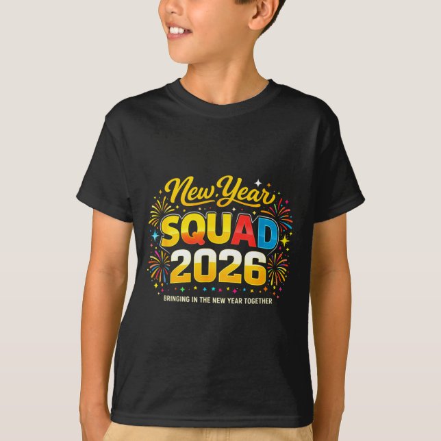 Happy New Year 2026 Squad Crew Fireworks Family Ma T-Shirt (Front)