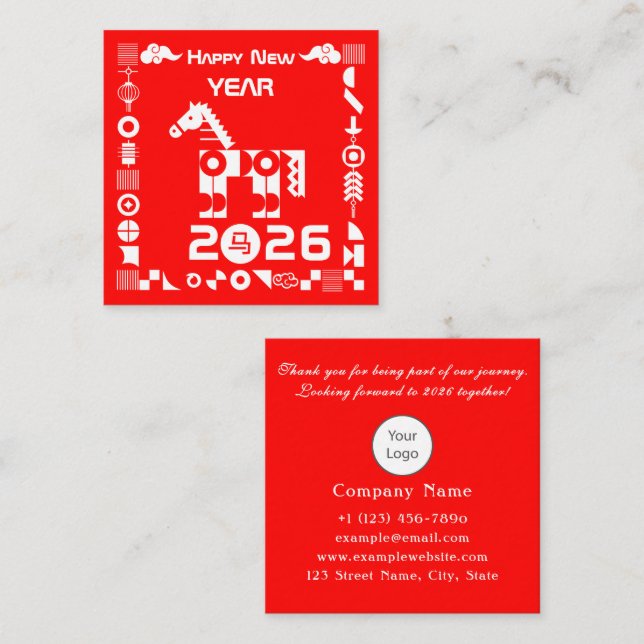 Happy New Year 2026 Square Business Card (Front/Back)