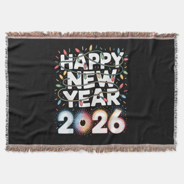 Happy New Year 2026 Throw Blanket (Front)