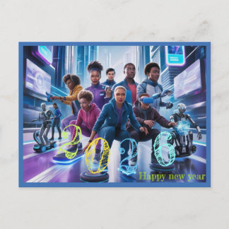 Happy New Year 2026 typography gift Holiday Postcard