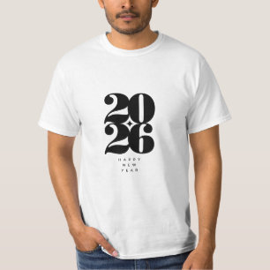 Happy New Year 2026 Typography Logo Design T-Shirt