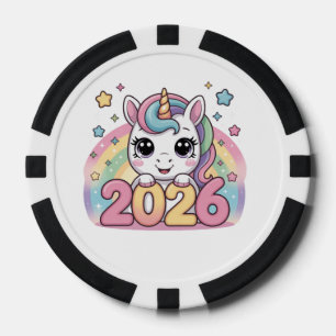 Happy New Year 2026 Unicorn Lovers Magical Vibes Poker Chips