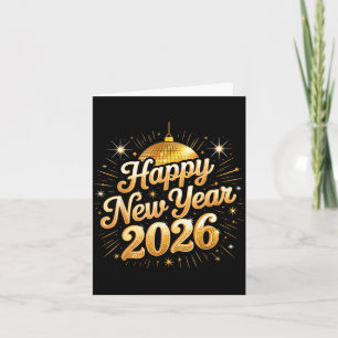 Happy New Year 2026 Vintage Disco Family Party Cel Card