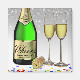 Happy New Year 2026 Wine Bottle Sparkling  Magnet