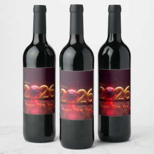 Happy New Year 2026 Wine Label