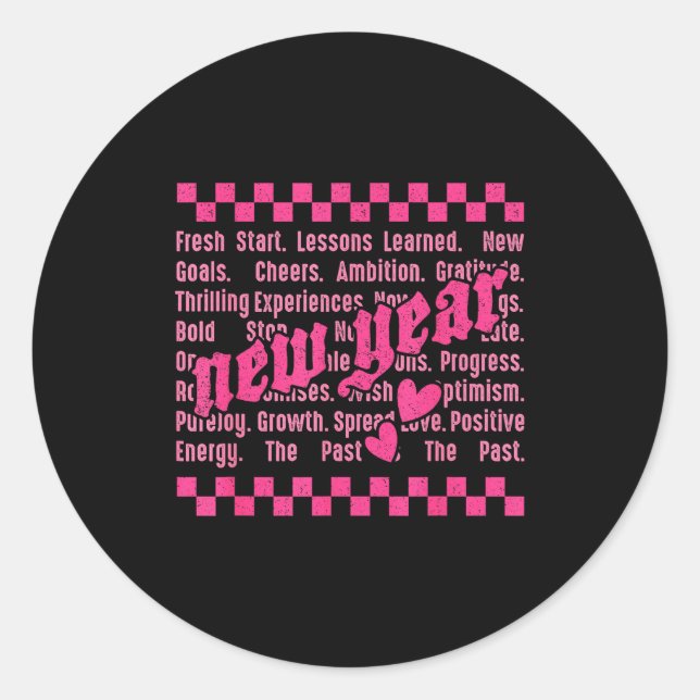 Happy New Year 2026 Words Family Matching New Year Classic Round Sticker (Front)