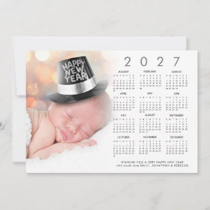 Happy New Year 2027 Calendar Custom Photo Holiday Card