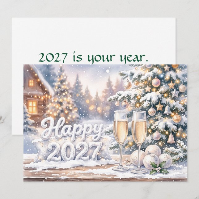 Happy New Year 2027 Celebration Card (Front/Back)