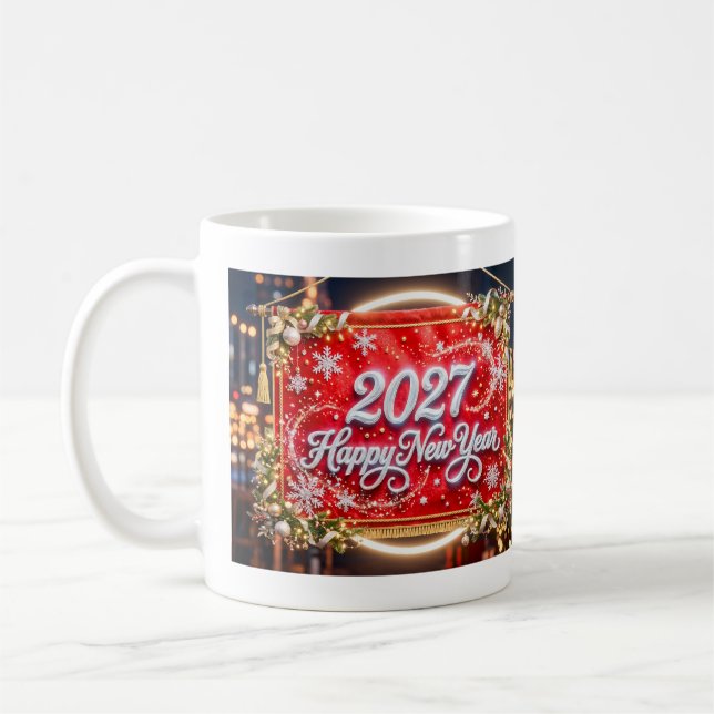 Happy New Year 2027 Celebration Coffee Mug (Left)