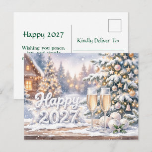 Happy New Year 2027 Celebration Holiday Postcard