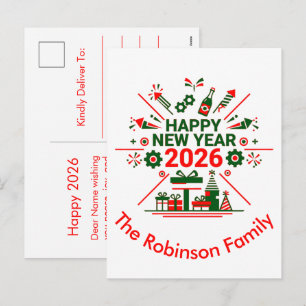 Happy New Year 2027 Celebration Holiday Postcard