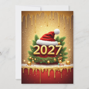 Happy New Year 2027 Christmas Holiday Design Invitation