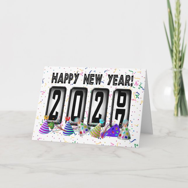 Happy New Year 2027 Odometer  Holiday Card (Front)