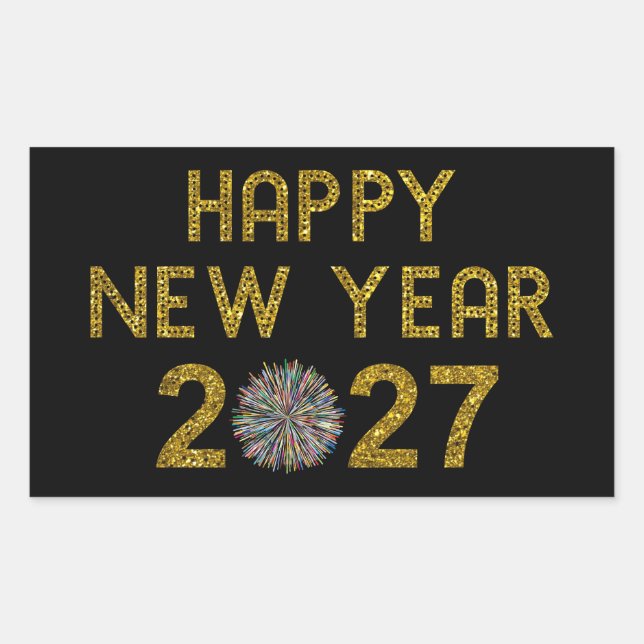 Happy New Year 2027 Rectangular Sticker (Front)