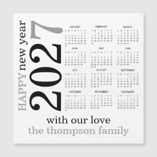 Happy New Year 2027 Sage Green White Calendar