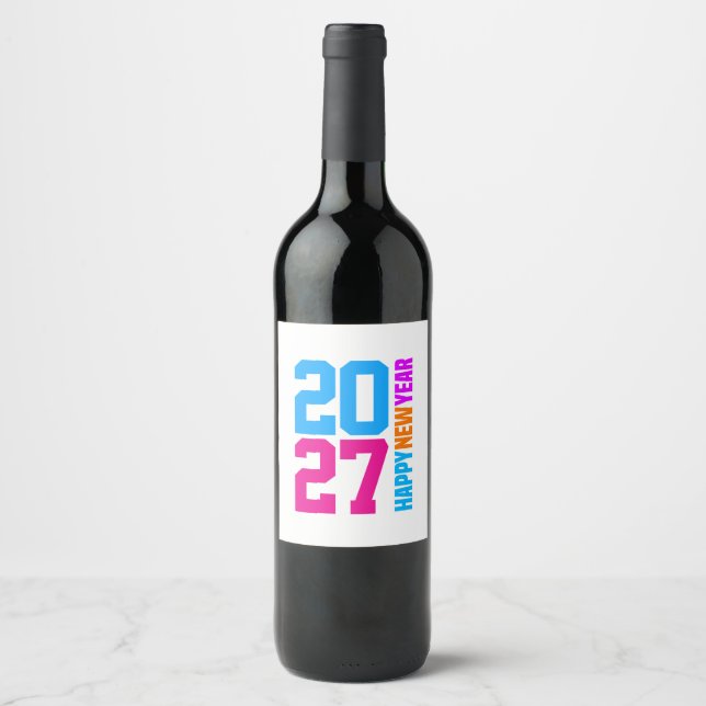 Happy New Year 2027 Wine Label (Front)