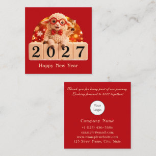 Happy New Year 2027 Year of the Goat Sheep Square Business Card