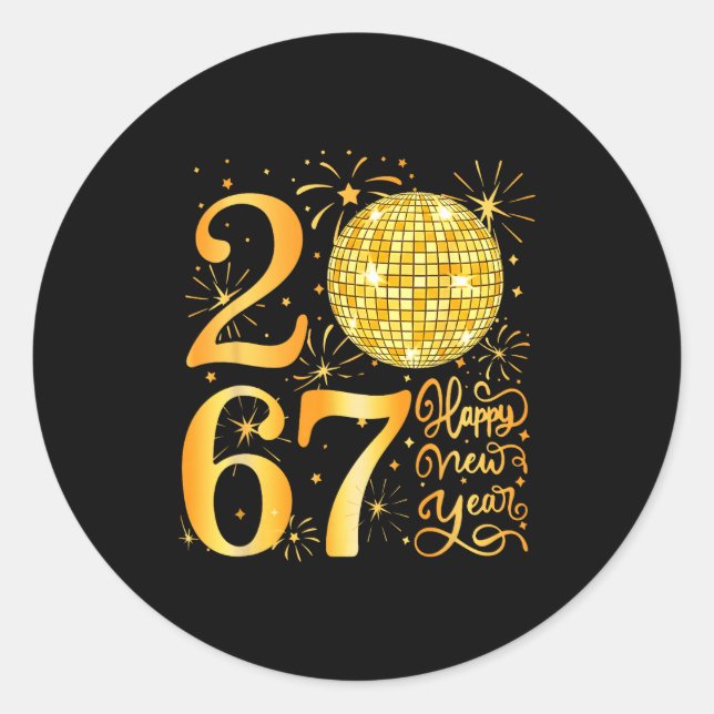 Happy New Year 2067 Funny 67 Six Seven Meme New Ye Classic Round Sticker (Front)