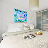 Happy New Year 20XX Abstract Marble Glossy Poster