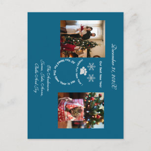 Happy New Year , 20XX,  Cat And Family Image, Holiday Postcard