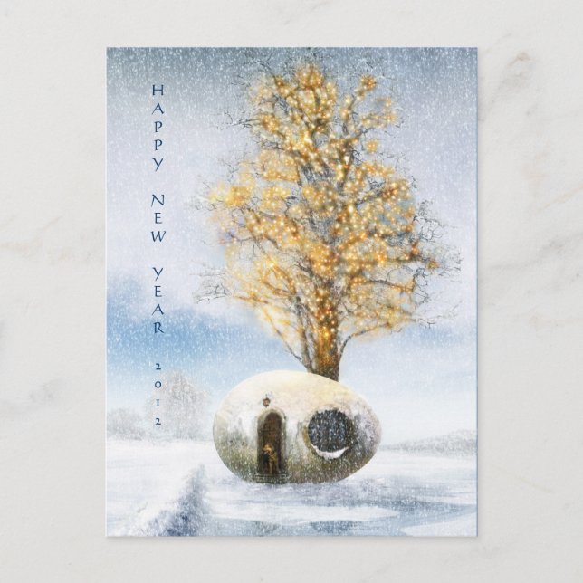 Happy New Year 20xx | Funny Egg House Holiday Postcard (Front)