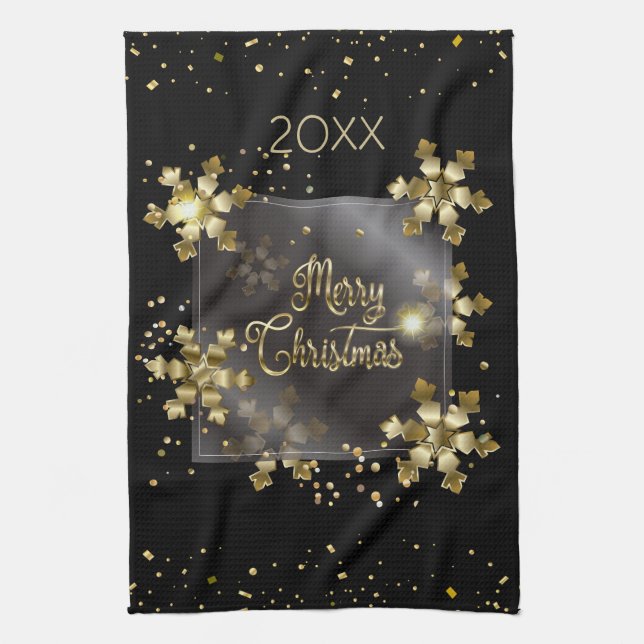Happy New Year 20XX & Gold Christmas Luxury Tea Towel (Vertical)