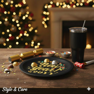 Happy New Year 20YY Custom Round Paper Plate