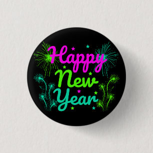 Happy New Year  3 Cm Round Badge