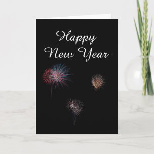 Happy New year 3 fireworks Holiday Card