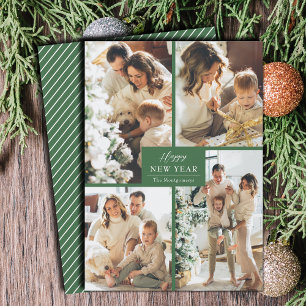 Happy New Year 4 Photo Collage Holiday Card