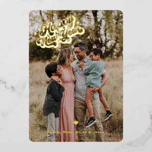 Happy New Year 4 Photo Vertical Gold Metallic