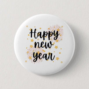 Happy New Year 6 Cm Round Badge