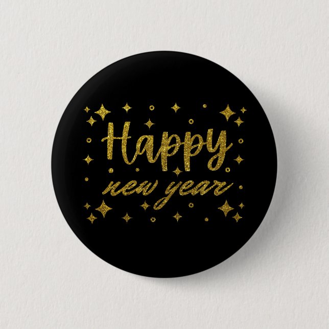 Happy New Year 6 Cm Round Badge (Front)