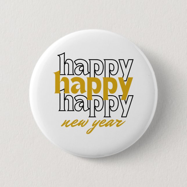 Happy New Year 6 Cm Round Badge (Front)