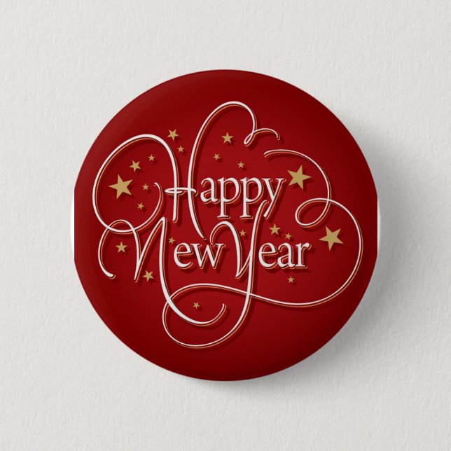 Happy New Year 6 Cm Round Badge (Front)