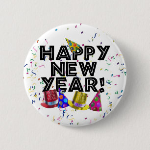 HAPPY NEW YEAR! 6 CM ROUND BADGE