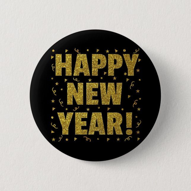 Happy New Year 6 Cm Round Badge (Front)
