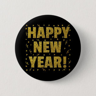 Happy New Year 6 Cm Round Badge