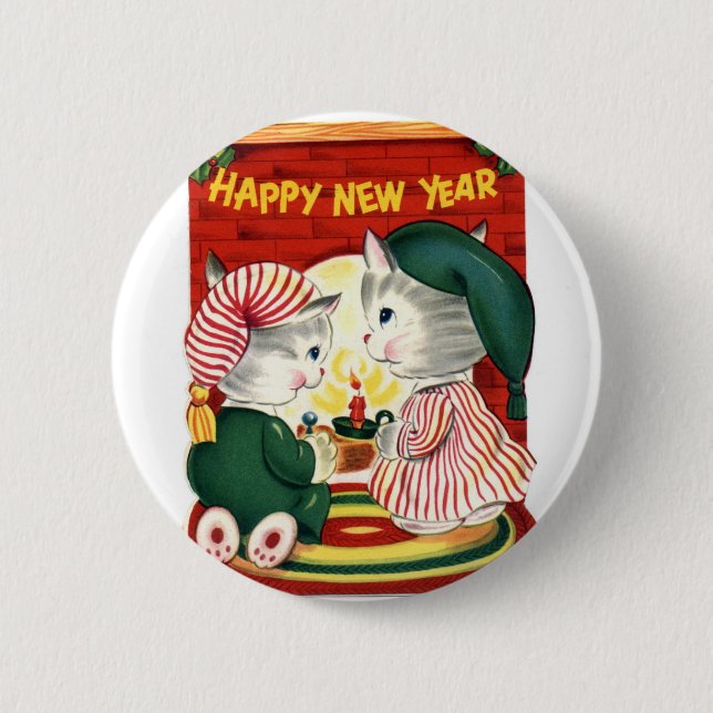 Happy New Year 6 Cm Round Badge (Front)