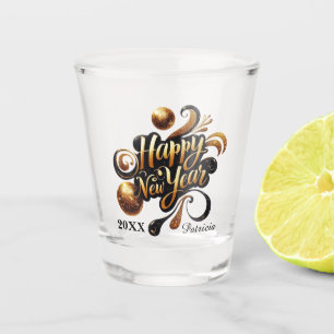 Happy New Year add date year drinking party Shot Glass