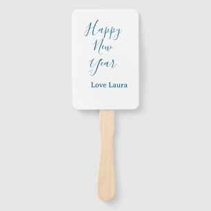 Happy new year add name love blue simple minimal h hand fan