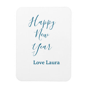 Happy new year add name love blue simple minimal h magnet
