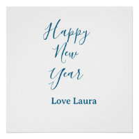 Happy new year add name love blue simple minimal h