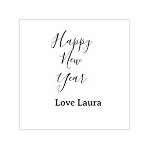 Happy new year add name love blue simple minimal h self-inking stamp