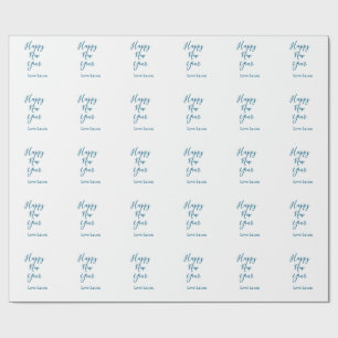 Happy new year add name love blue simple minimal h wrapping paper
