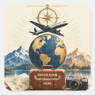 Happy New Year Adventure with Travel Inspired Square Sticker