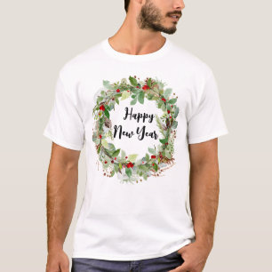 Happy New Year and Christmas wreath Man T-Shirt