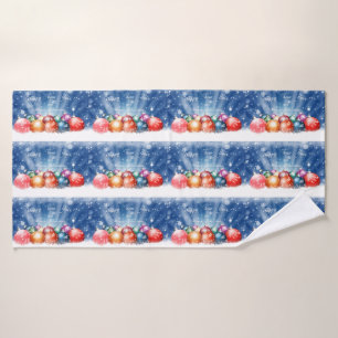 Happy New Year and Merry Christmas baubles Bath Towel