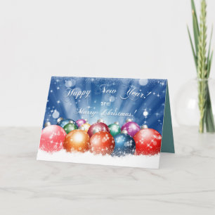 Happy New Year and Merry Christmas baubles Card